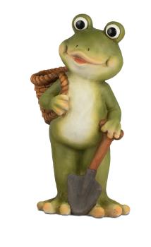 Frosch mit Korb auf dem Rücken 43 cm - Charmante Frühlingsdeko